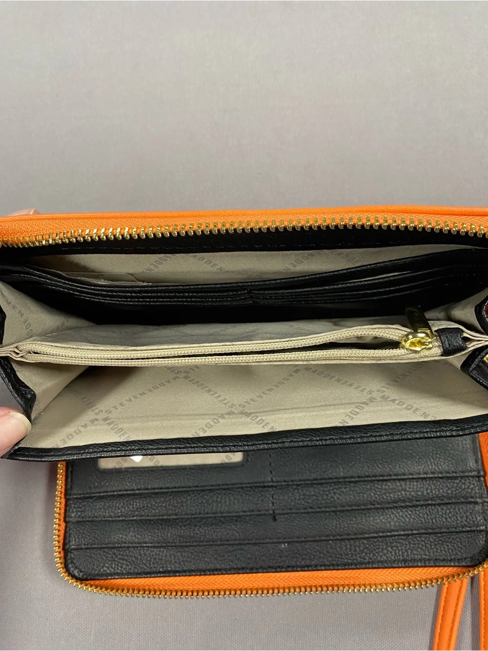 Steve Madden Orange Wristlet with Gold Bar